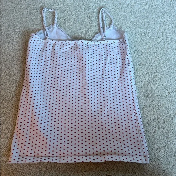 Brandy Melville White Camisole with Red Hearts - Picture 3 of 4